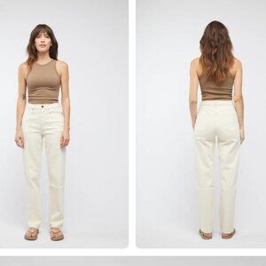 Oliver Logan Mulberry High Rise Ecru Relaxed Straight Leg Jeans Size 31